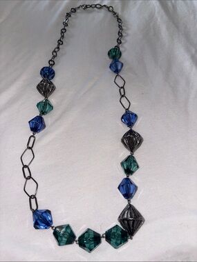 Blue & Teal Geometric Bead Necklace by Nine West
